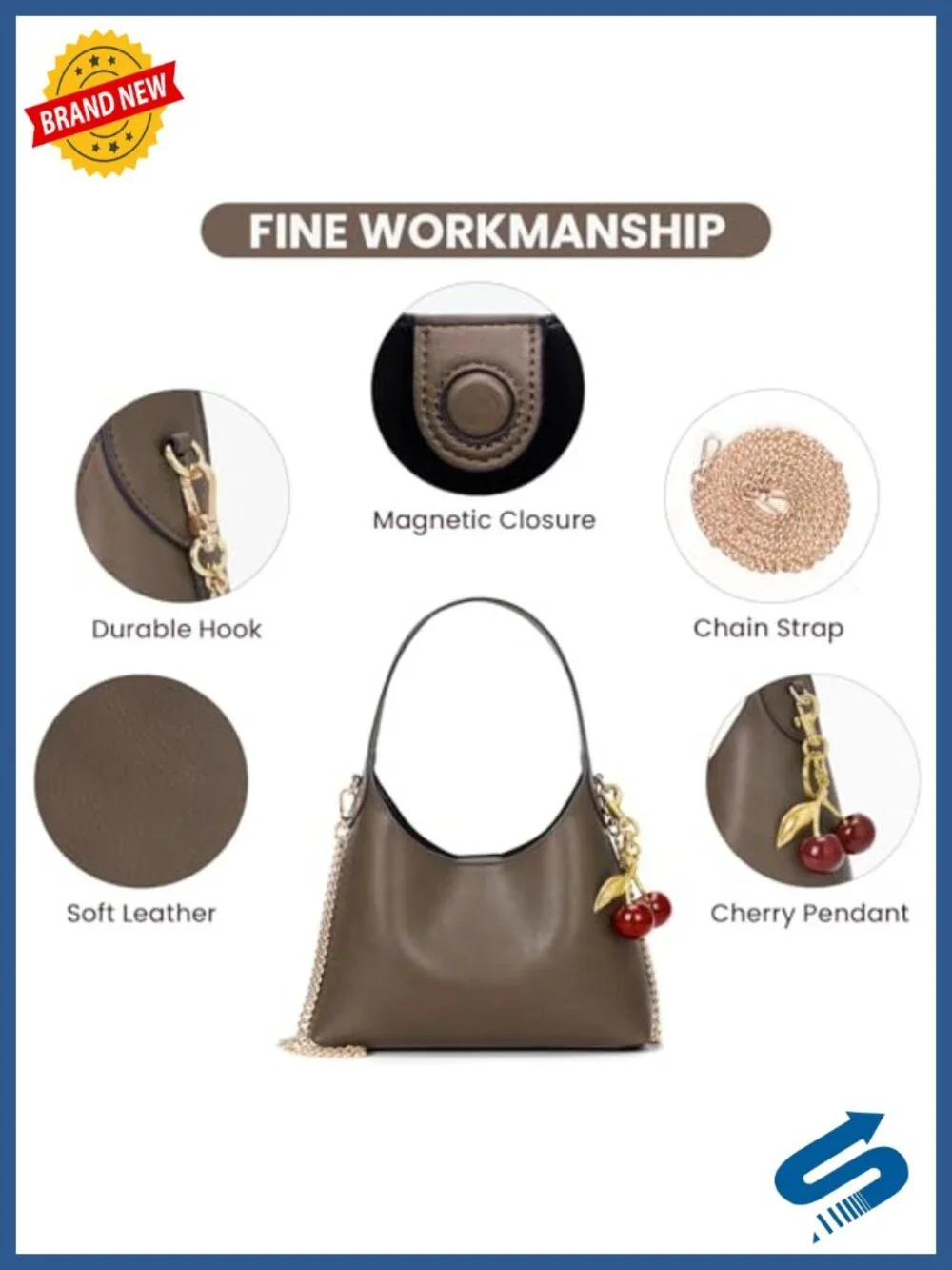 Small Hobo Bag for Women Faux Leather Shoulder Purse with Chain Crossbody Strap